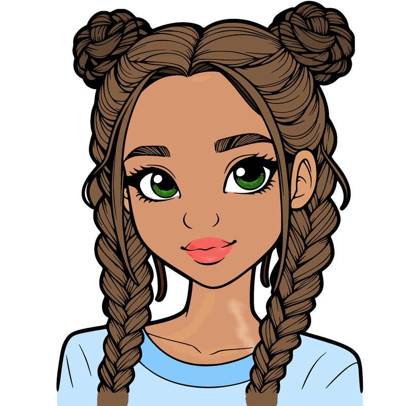 realistic girl with braids