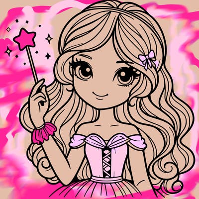 a beautiful girl with a magic wand