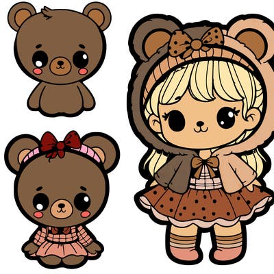 girl with bear costume