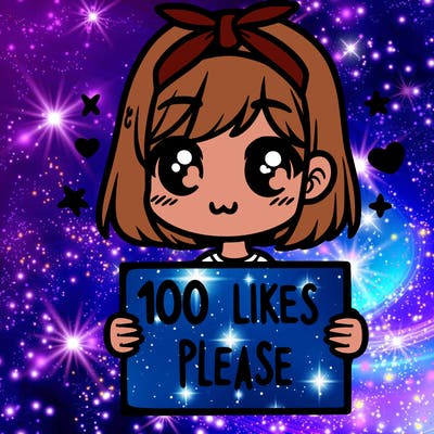 girl holding sign saying 100 likes please