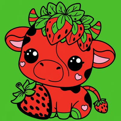 cute strawberry cow