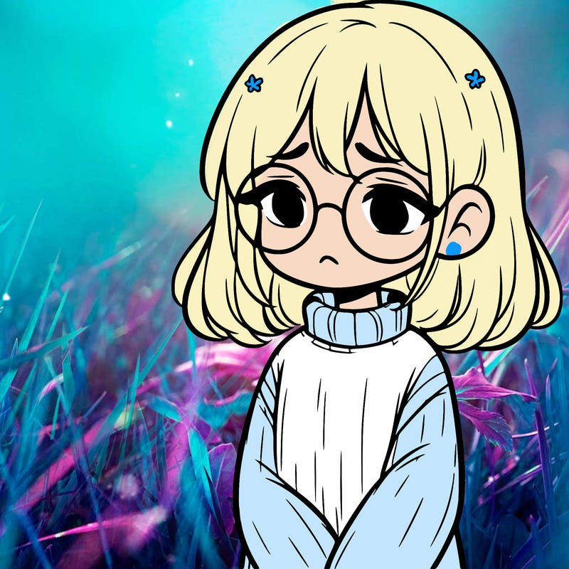 sad girl with glasses in a sweater