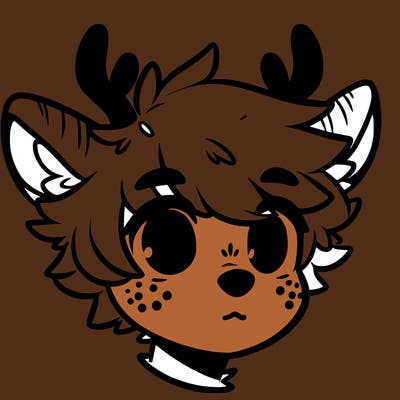 a humanoid deer with soft fluffy ears