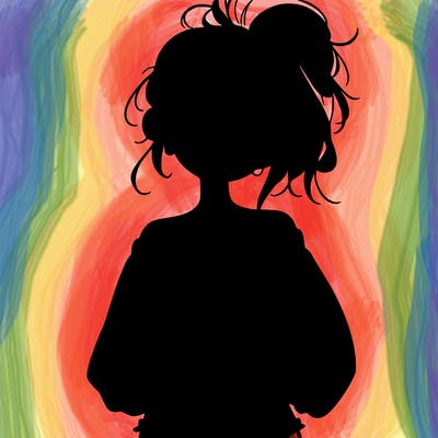 girl with a messy ponytail glasses a baggy crop top and jean shorts