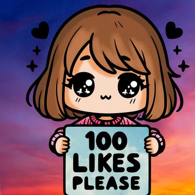 cute girl holding a sign saying 100 likes please