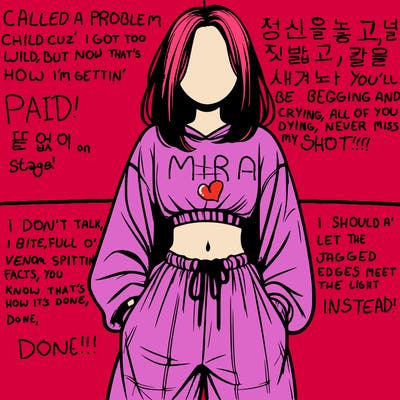 realistic girl faceless with baggy pants and a crop top