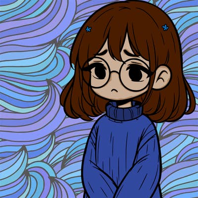 sad girl with glasses in a sweater