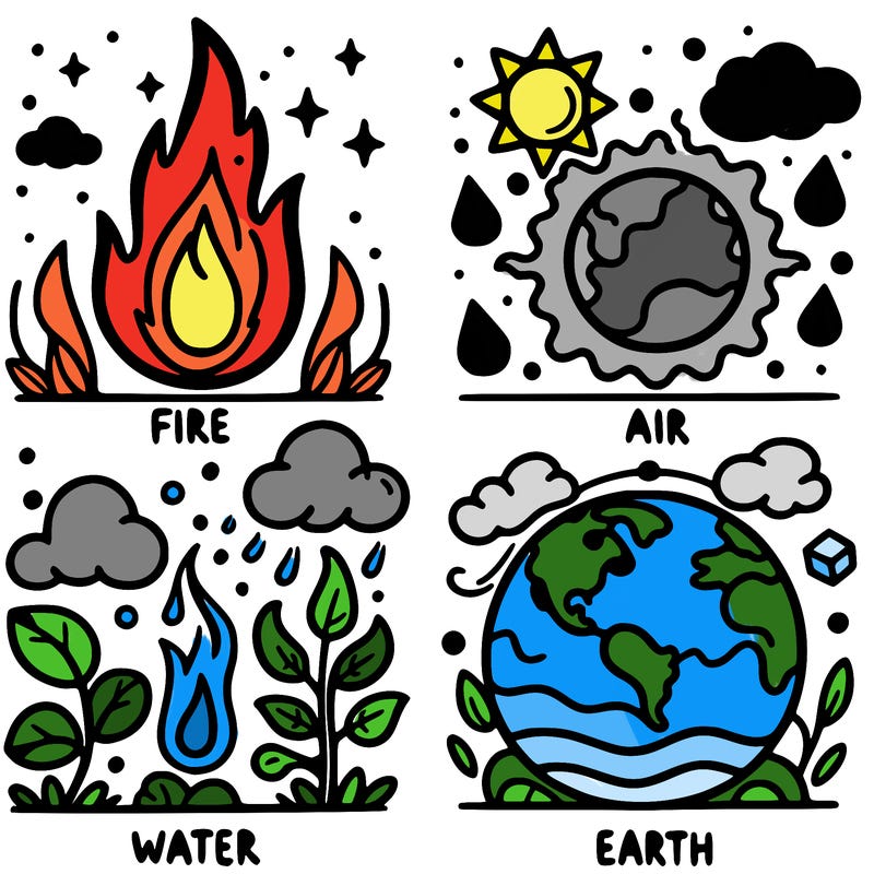 fire, air, water and earth