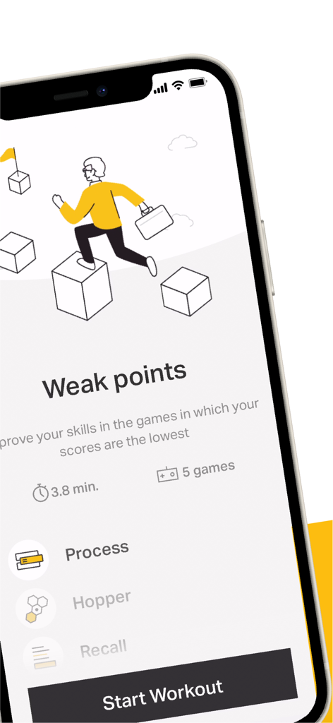 Coach: Efficient Microlearning - Una schermata mobile dell'app Coach che mostra un allenamento di apprendimento personalizzato per migliorare le competenze nelle aree deboli attraverso micro-giochi.