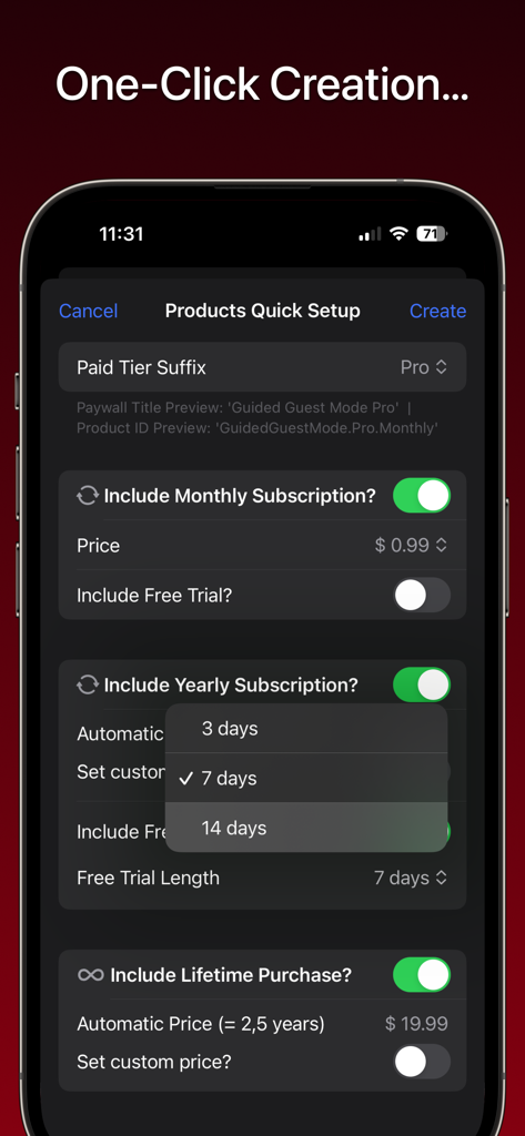 FreemiumKit: In-App Purchases - Dashboard di FreemiumKit per la creazione automatizzata di prodotti e abbonamenti in-app