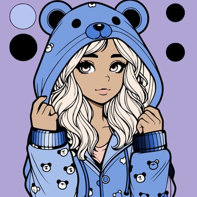 realistic girl in a animal pjs hoodie