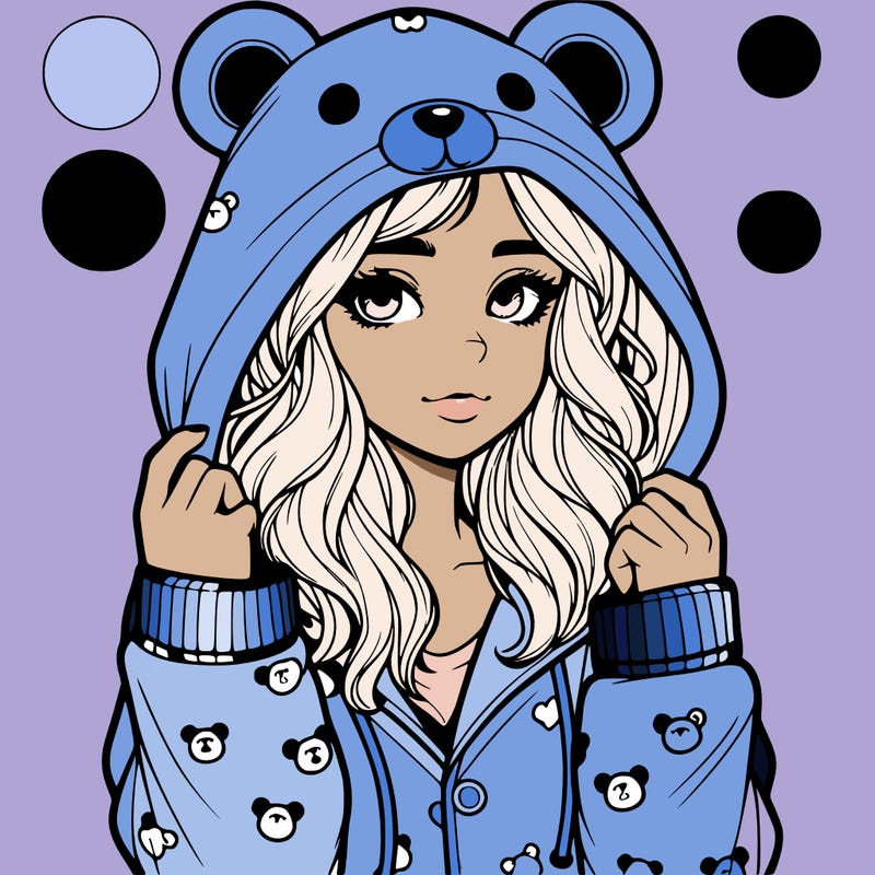 realistic girl in a animal pjs hoodie