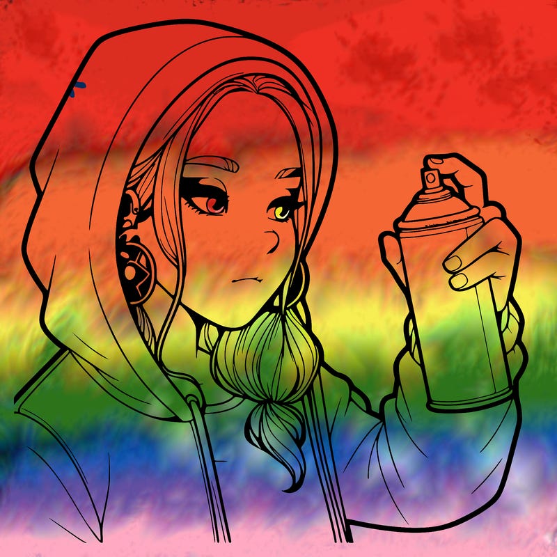 a realistic girl, spray painting