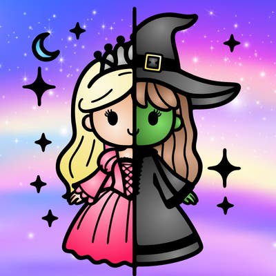 split princess and witch