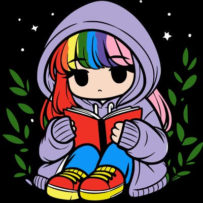 girl in oversized hoodie reading a book