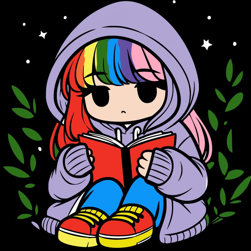 girl in oversized hoodie reading a book