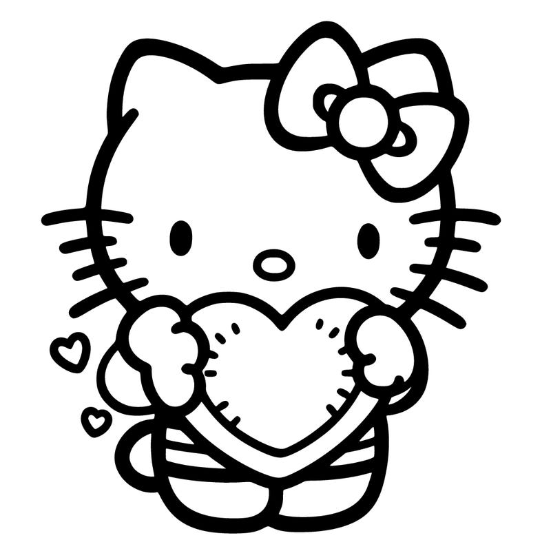 hello kitty holding a heart