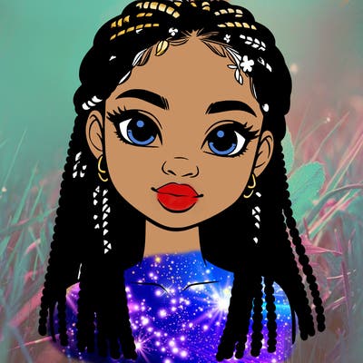 a realistic black girl with braids