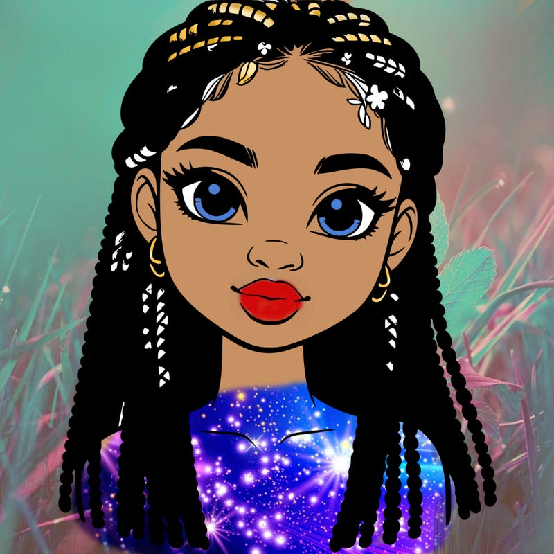 a realistic black girl with braids