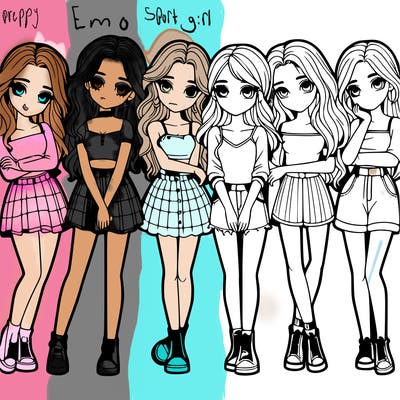 a group of girls realistic