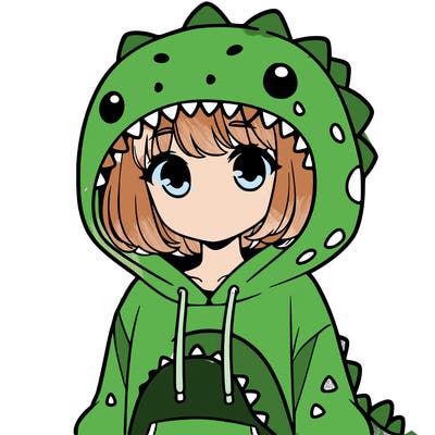 girl with dinosaur hoodie