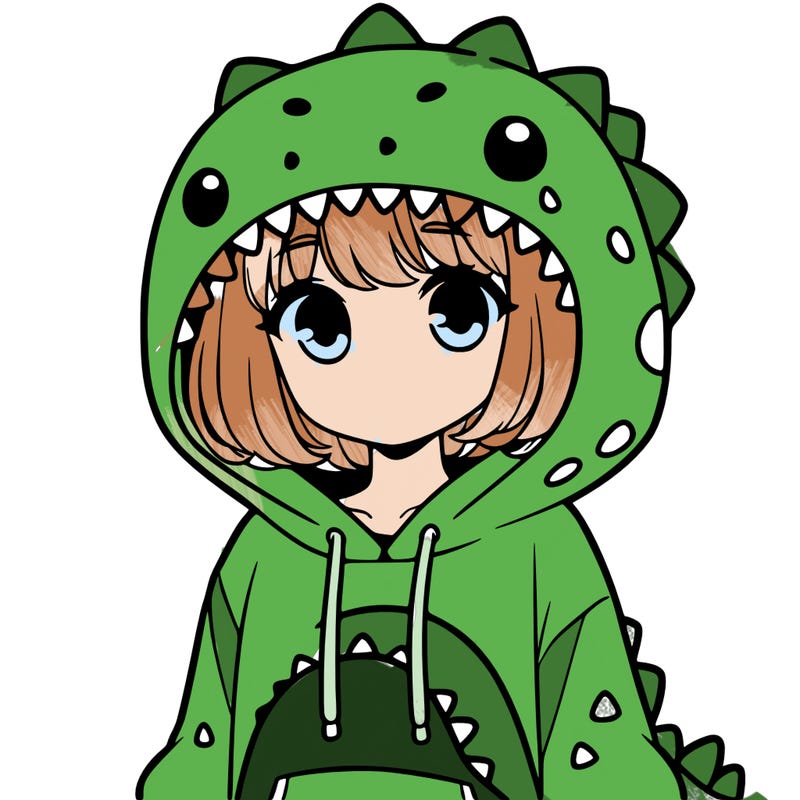 girl with dinosaur hoodie