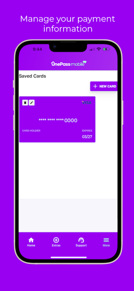OnePass mobile - Manage payment information screen in the OnePass mobile app