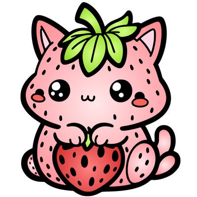 strawberry cat 🐈‍⬛+🍓