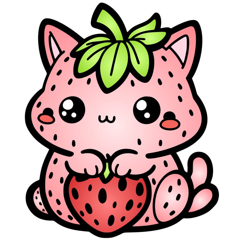 strawberry cat 🐈‍⬛+🍓