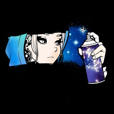 a realistic girl, spray painting