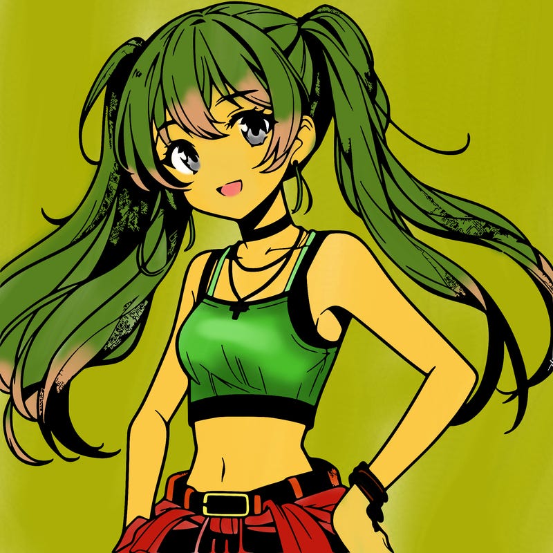 anime girl wearing crop top