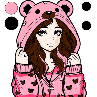 realistic girl in a animal pjs hoodie