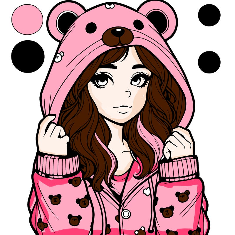 realistic girl in a animal pjs hoodie