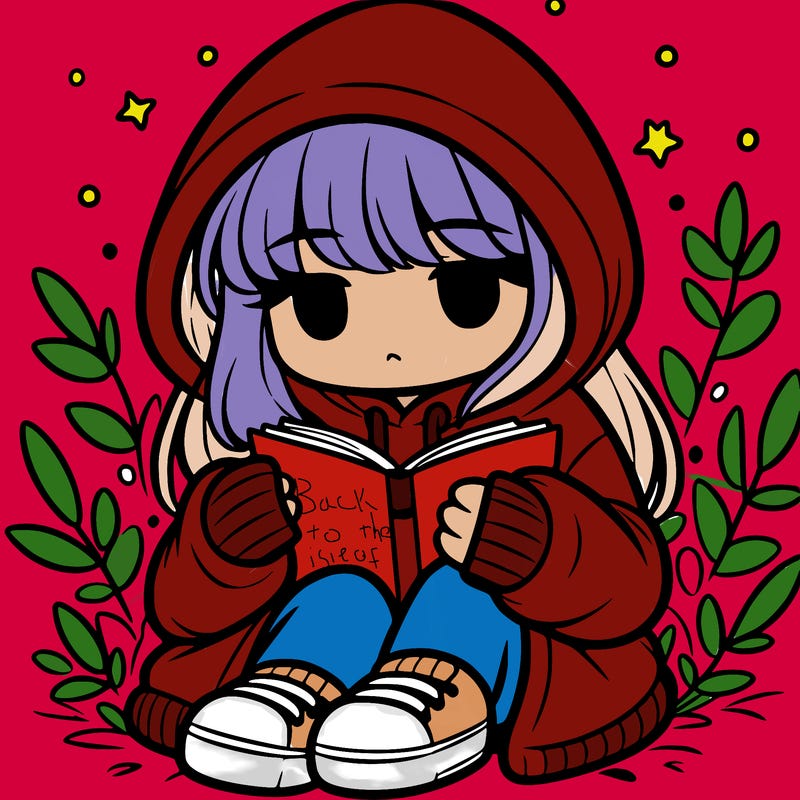 girl in oversized hoodie reading a book