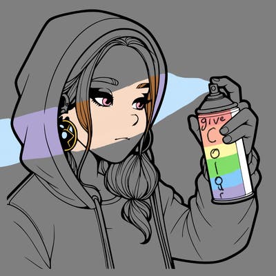 a realistic girl, spray painting