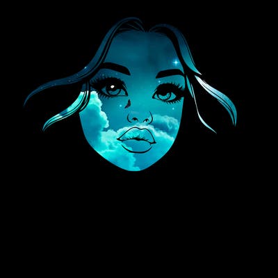 realistic girl with wavy hair and lips