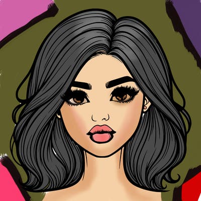 realistic girl with hair on her hair and lips