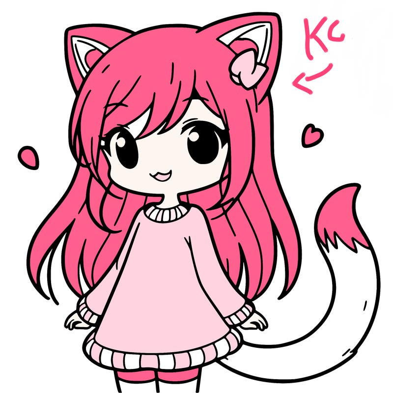 girl with cat ears and tail