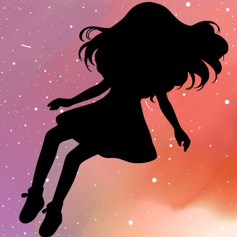 realistic girl floating