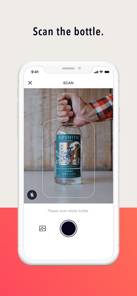 JUNIPER - App for Gin Lovers - Mobile phone screen showing the gin bottle scanning feature in the Juniper app