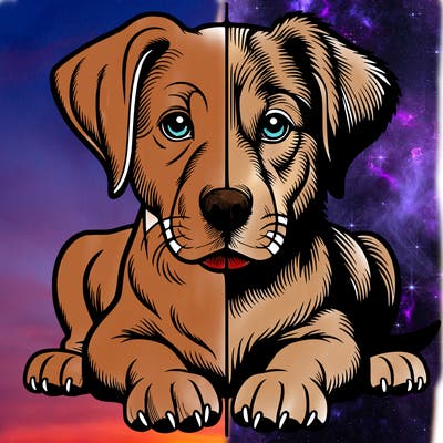 realistic dog split picture