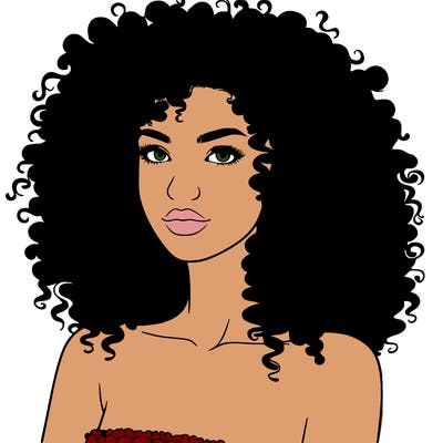 realistic woman with very curly hair