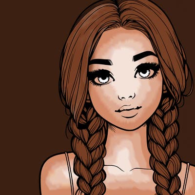 realistic girl with braids
