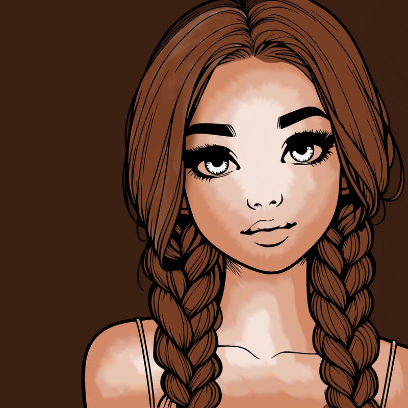 realistic girl with braids