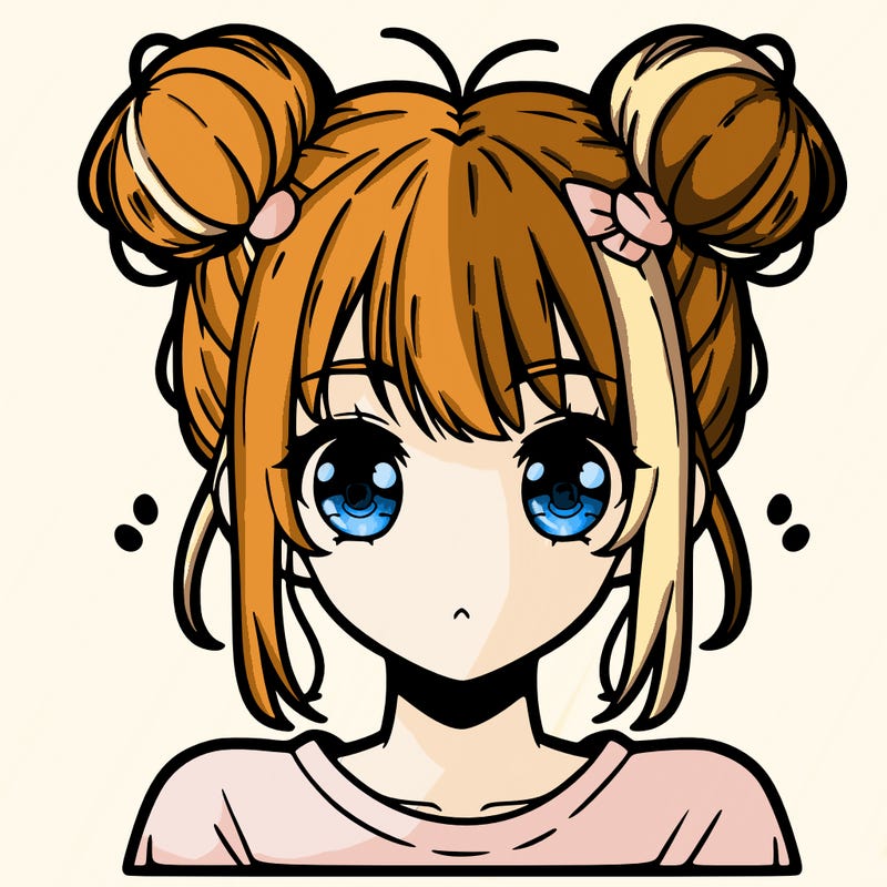 anime girl with two buns on top of her head and bangs