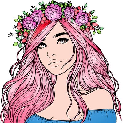 realistic girl with flower crown