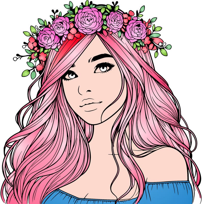 realistic girl with flower crown