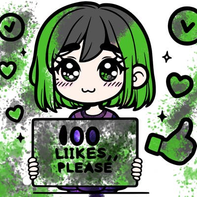 a girl with a sign saying 100 likes, please