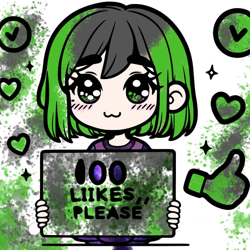 a girl with a sign saying 100 likes, please