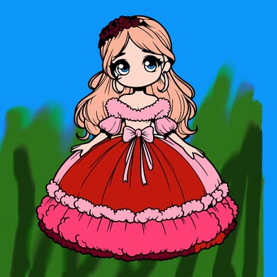 realistic princess wearing a fluffy dress